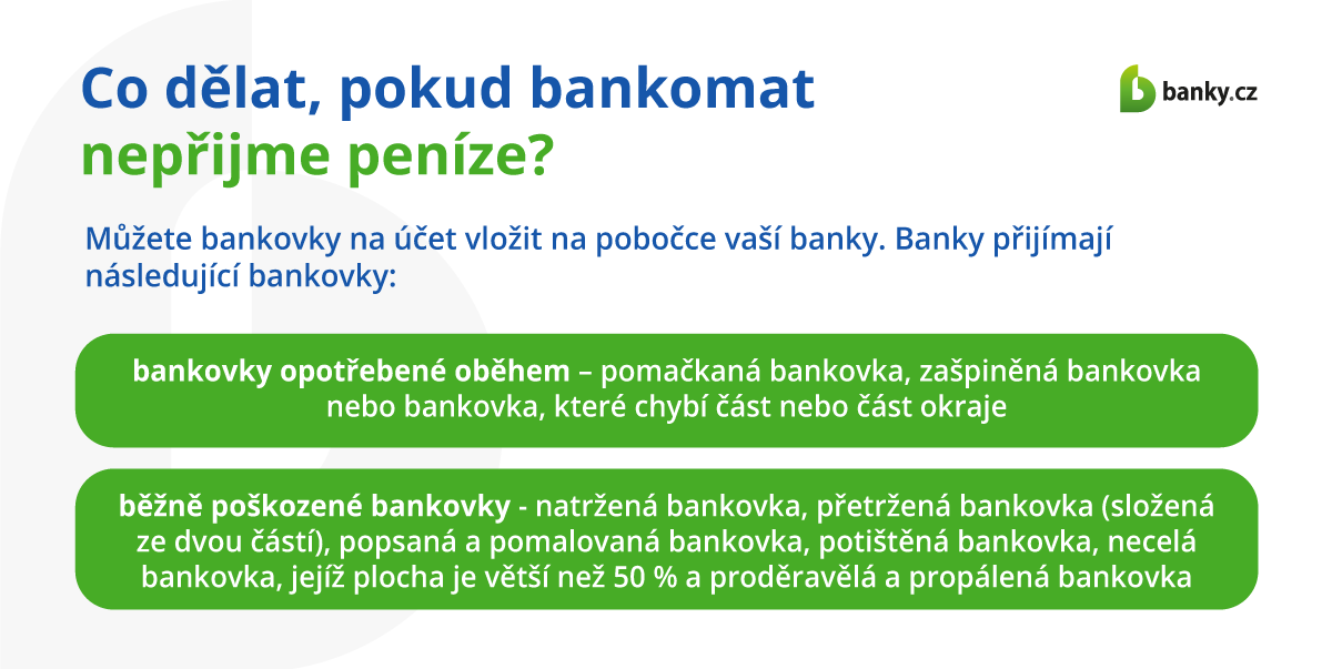 Co dělat, pokud bankomat nepřijme peníze?