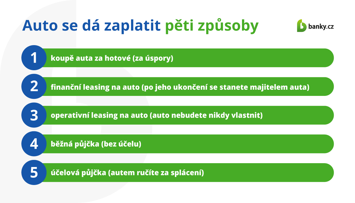 Auto se dá zaplatit pěti způsoby