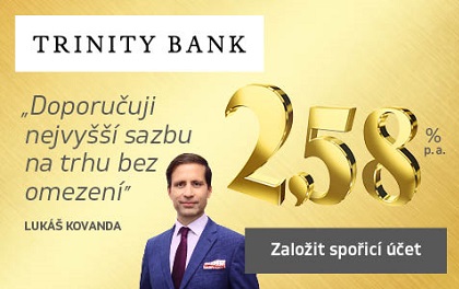 Trinity Bank opět zvyšuje úrokové sazby. Nyní na spořicím účtu 2,58 % ročně